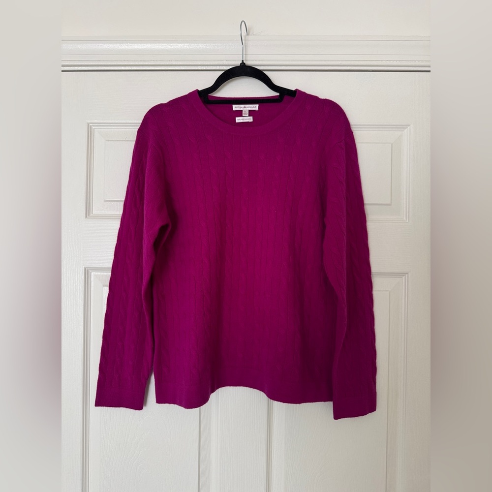 Peter Millar 100% Cashmere Cable Knit Sweater Pink Crewneck XL